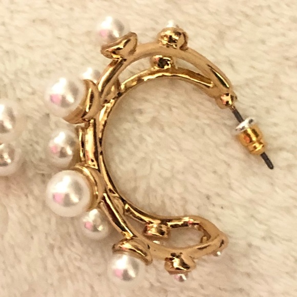 Double Hoop Pearl Earrings - Picture 6 of 10